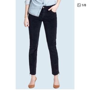 Pilcro Anthropologie Deep Blue Corduroy Women's Jeans w/Zippers at Ankle Size 27